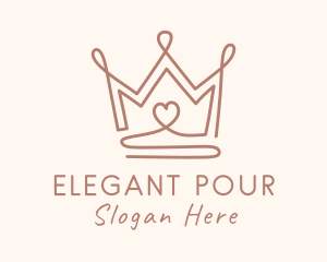 Elegant Heart Crown logo design