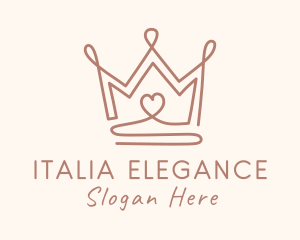 Elegant Heart Crown logo design