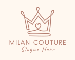 Elegant Heart Crown logo design