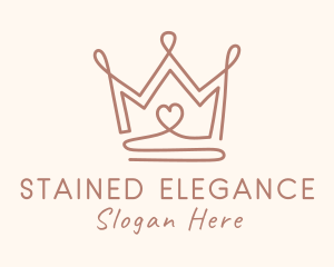 Elegant Heart Crown logo design