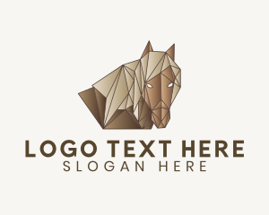 Stallion - Geometric Brown Horse logo design