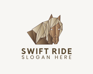 Geometric Brown Horse logo design