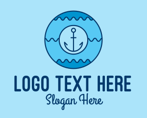 Seaman - Blue Anchor Waves logo design