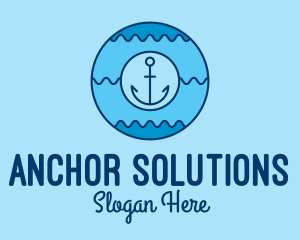 Anchor - Blue Anchor Waves logo design