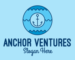 Anchor - Blue Anchor Waves logo design