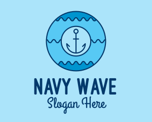 Navy - Blue Anchor Waves logo design