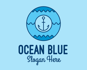 Navy - Blue Anchor Waves logo design