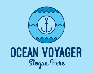 Seafarer - Blue Anchor Waves logo design