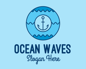 Navy - Blue Anchor Waves logo design