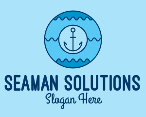 Seaman - Blue Anchor Waves logo design