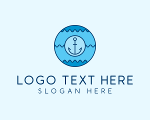 Seafarer - Blue Anchor Waves logo design