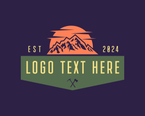 Outdoor - Mountain Sun Axe logo design