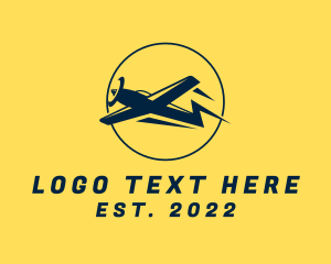 Airline - Fast Lightning Plane logo design