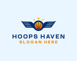 Hoops - Basketball Varsity Wings logo design