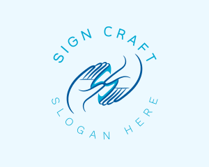 Blue Hand Letter S logo design