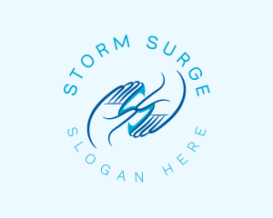 Blue Hand Letter S logo design