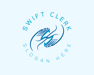 Blue Hand Letter S logo design