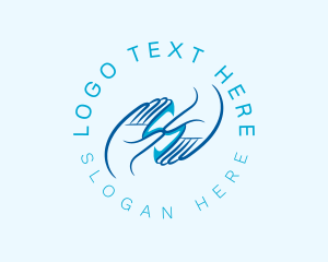 Hand Sign - Blue Hand Letter S logo design