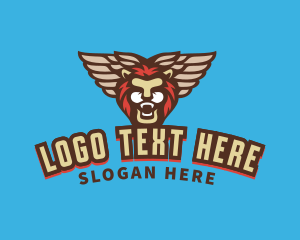 Streamer - Wild Lion Wings Animal logo design