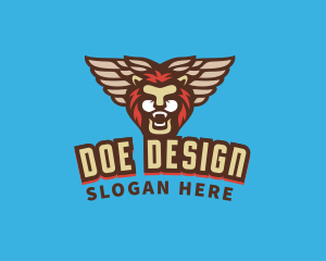 Wild Lion Wings Animal logo design