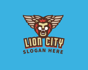 Wild Lion Wings Animal logo design