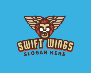 Wild Lion Wings Animal logo design