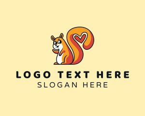 Rodent - Squirrel Tail Heart logo design