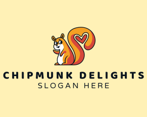 Chipmunk - Squirrel Tail Heart logo design