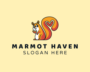 Marmot - Squirrel Tail Heart logo design