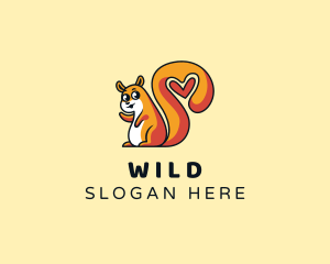 Cute - Squirrel Tail Heart logo design