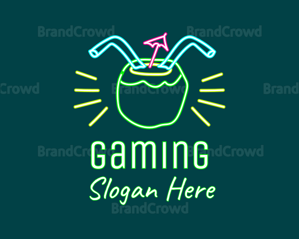 Neon Coconut Drink Logo