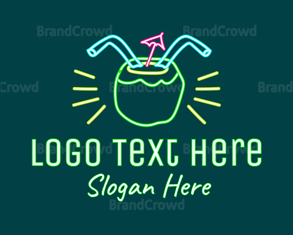 Neon Coconut Drink Logo