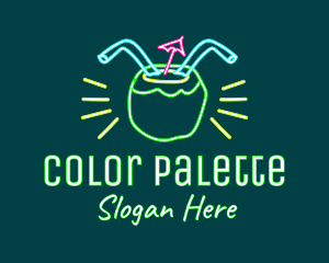 Neon Coconut Drink  logo design