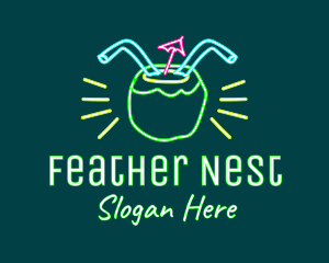 Neon Coconut Drink  logo design