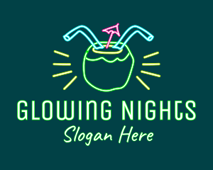 Neon Lights - Neon Coconut Drink logo design