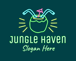 Neon Coconut Drink  logo design