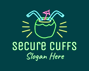 Neon Coconut Drink  logo design