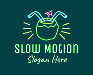 Neon Coconut Drink  logo design