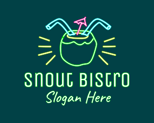 Neon Coconut Drink  logo design