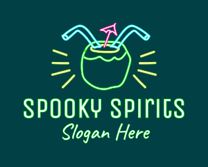 Neon Coconut Drink  logo design