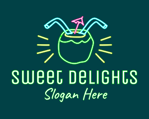 Neon Coconut Drink  logo design