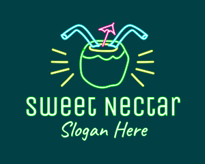 Neon Coconut Drink  logo design