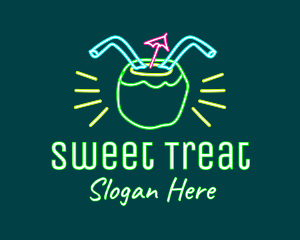 Neon Coconut Drink  logo design