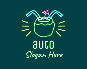 Drinking - Neon Coconut Drink logo design