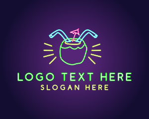 Beachside - Neon Coconut Drink logo design