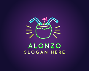 Neon Coconut Drink  logo design