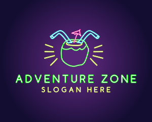 Neon Coconut Drink  logo design