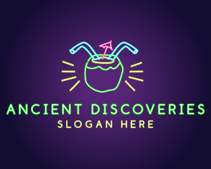 Neon Coconut Drink  logo design