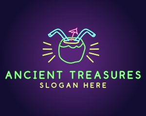 Neon Coconut Drink  logo design