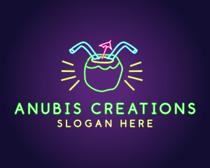 Neon Coconut Drink  logo design